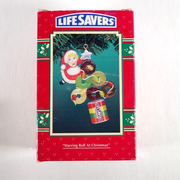 Vintage 1995 Enesco Treasury Lifesavers Ornament Starring Roll At Christmas - Picture 4 of 6